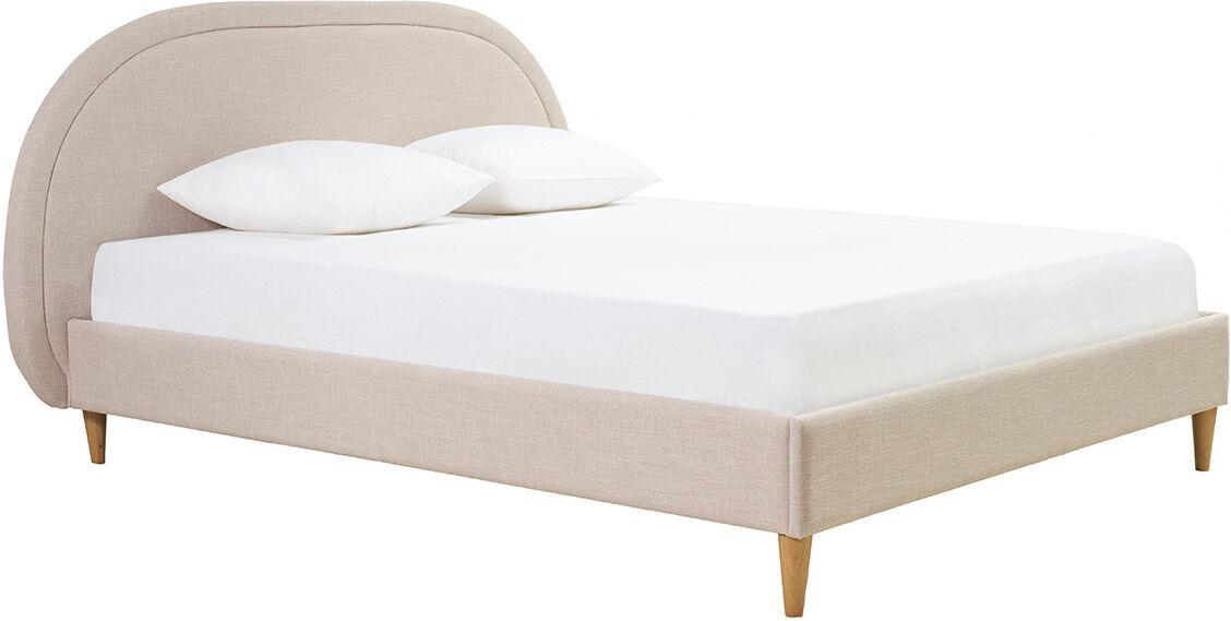 Miliboo Lit 2 places 160x200 en tissu beige CHARLINE