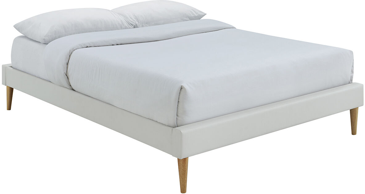 Miliboo Lit adulte 160 x 200 cm avec sommier blanc et bois AYO Miliboo Lit adulte 160 x 200 cm avec sommier blanc et bois AYO