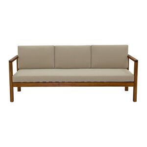 Miliboo Canape de jardin 3 places en bois massif et coussins dehoussables taupe L190 cm AKIS