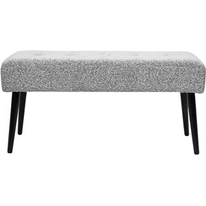 Miliboo Banc design capitonne en tissu effet laine bouclee gris chine et metal noir L95 cm GUESTA