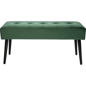 Miliboo Banc design capitonne en tissu velours vert fonce et metal noir L95 cm GUESTA