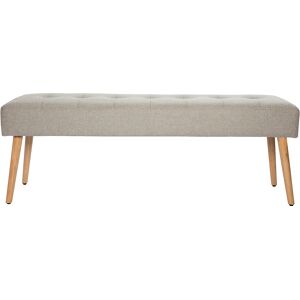 Miliboo Banc scandinave capitonne en tissu effet velours texture gris clair et bois clair L130 cm GUESTA