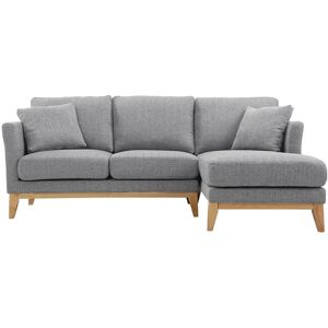 Miliboo Canape dangle droit dehoussable scandinave 4 places en tissu gris clair et bois clair OSLO