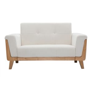 Miliboo Canape scandinave 2 places en tissu blanc casse et bois clair  FJORD