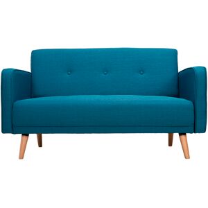 Miliboo Canape scandinave 2 places en tissu bleu canard et bois clair ULLA