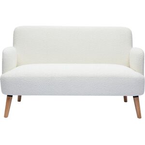 Miliboo Canape scandinave 2 places en tissu effet laine bouclee blanc et bois clair ISKO