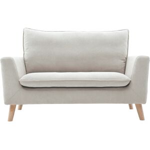 Miliboo Canape scandinave 2 places en tissu effet velours beige naturel et bois clair JONAS