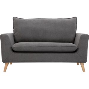 Miliboo Canape scandinave 2 places en tissu effet velours gris clair et bois clair JONAS