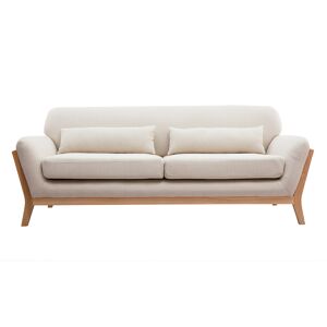 Miliboo Canape scandinave 3 places en tissu beige et bois clair YOKO