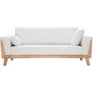 Miliboo Canape scandinave 3 places en tissu blanc casse et bois clair FJORD