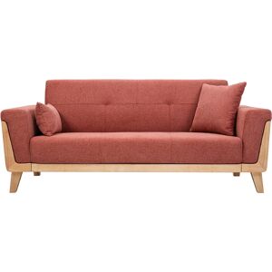 Miliboo Canape scandinave 3 places en tissu effet velours texture terracotta et bois clair FJORD