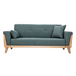 Miliboo Canape scandinave 3 places en tissu vert de gris et bois clair FJORD