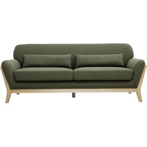 Miliboo Canape scandinave 3 places en tissu vert kaki et bois clair YOKO