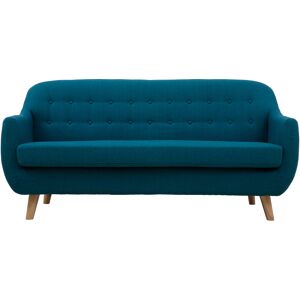 Miliboo Canape scandinave dehoussable 3 places en tissu bleu canard et bois clair YNOK