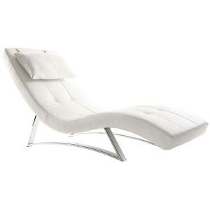 Miliboo Chaise longue design blanc et acier chrome MONACO