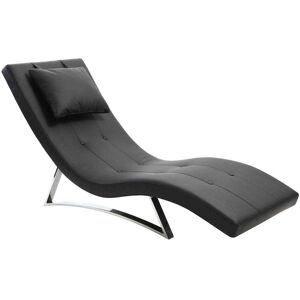 Miliboo Chaise longue design noir et acier chrome MONACO