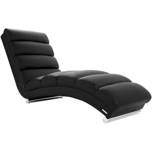 Miliboo Chaise longue fauteuil design noir et acier chrome TAYLOR