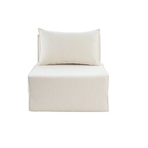 Miliboo Chauffeuse 1 place convertible en tissu effet laine bouclee blanc VICTOR