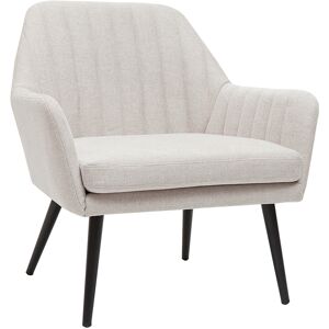 Miliboo Fauteuil design en tissu effet velours texture beige et metal noir GASTON