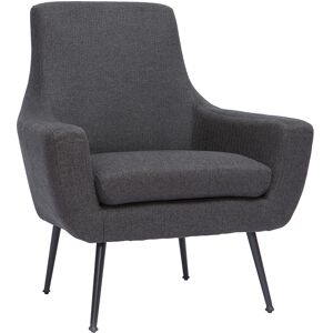 Miliboo Fauteuil design en tissu gris fonce et metal noir MONTANA