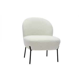 Miliboo Fauteuil en tissu effet laine bouclee blanc et metal noir BELEY