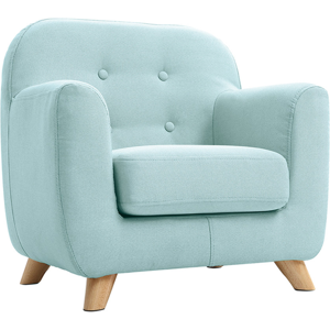 Miliboo Fauteuil enfant scandinave en tissu menthe a l'eau et bois clair NORKID