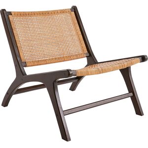 Miliboo Fauteuil ethnique en bois teck massif teinte noyer et cannage en rotin naturel HAMMA