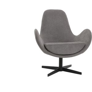 Miliboo Fauteuil pivotant design en tissu effet velours gris et metal noir ANDY