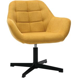 Miliboo Fauteuil pivotant design en tissu effet velours jaune moutarde et metal noir DARWIN