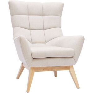 Miliboo Fauteuil scandinave en tissu effet velours texture naturel et bois clair BRODY