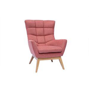 Miliboo Fauteuil scandinave en tissu effet velours texture terracotta et bois clair BRODY