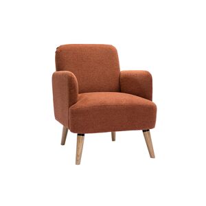 Miliboo Fauteuil scandinave en tissu effet velours texture terre brulee et bois clair ISKO