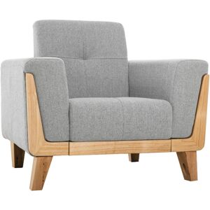 Miliboo Fauteuil scandinave en tissu gris et bois clair FJORD