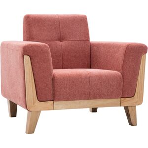 Miliboo Fauteuil scandinave en tissu terracotta et bois clair FJORD