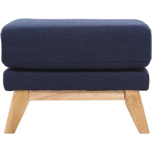 Miliboo Pouf repose-pieds dehoussable scandinave en tissu bleu fonce et bois clair OSLO