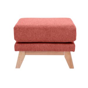 Miliboo Pouf repose-pieds dehoussable scandinave en tissu effet velours texture terracotta et bois clair OSLO