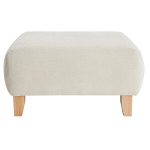 Miliboo Pouf repose-pieds en tissu effet velours texture beige et bois clair massif L75 cm ODEON