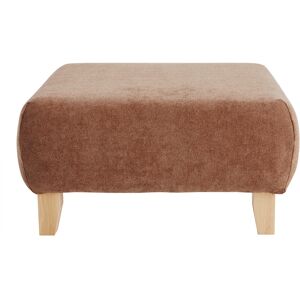 Miliboo Pouf repose-pieds en tissu effet velours texture terracotta et bois clair massif L75 cm ODEON