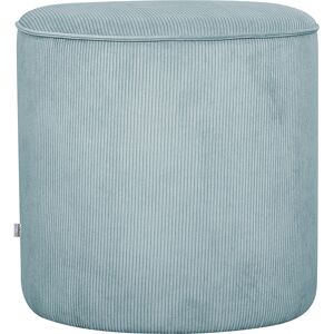 Miliboo Pouf rond en tissu velours côtele bleu grise D40 cm LOUIS