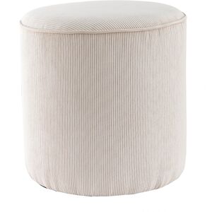 Miliboo Pouf rond en tissu velours côtele ecru D40 cm LOUIS