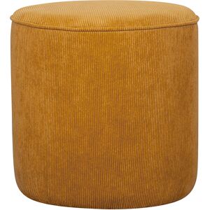 Miliboo Pouf rond en tissu velours côtele jaune D40 cm LOUIS