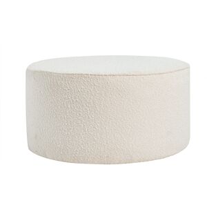 Miliboo Pouf rond scandinave en tissu effet laine bouclee blanc casse D70 cm MERIBEL