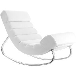 Miliboo Rocking chair design blanc et acier chrome TAYLOR