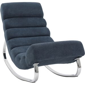 Miliboo Rocking chair design en tissu effet velours bleu et acier chrome TAYLOR