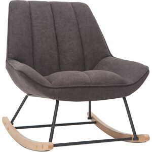 Miliboo Rocking chair design en tissu effet velours gris fonce metal noir et bois clair BILLIE