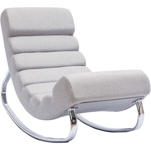 Miliboo Rocking chair design en tissu gris clair et acier chrome TAYLOR