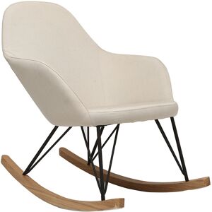 Miliboo Rocking chair en tissu beige creme, bois clair et metal noir JHENE