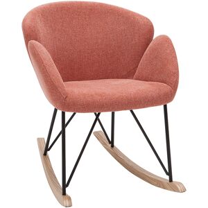 Miliboo Rocking chair en tissu effet velours texture terracotta, metal noir et bois clair RHAPSODY