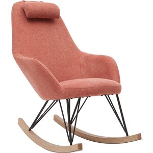 Miliboo Rocking chair scandinave en tissu effet velours texture terracotta, metal noir et bois clair JHENE