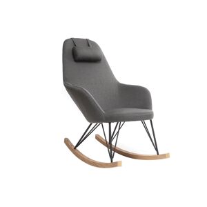Miliboo Rocking chair scandinave en tissu gris fonce metal noir et bois clair JHENE